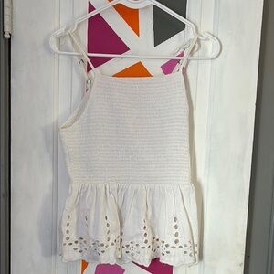 White Sleeveless Smocked Top